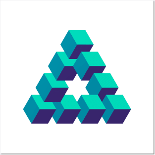 Optical illusion triangle #7 - greens & blue Posters and Art